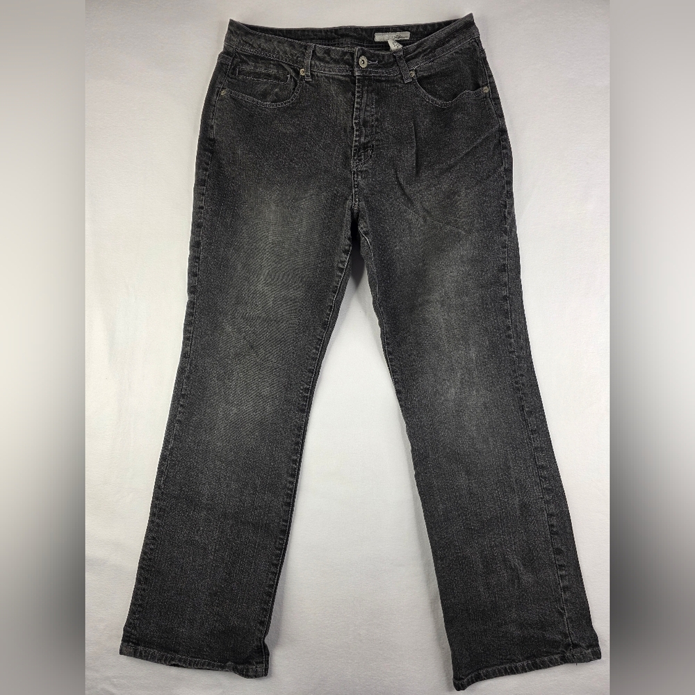 Chico's Platinum Sz 14 (2.5) Black/Gray Wash Boot Cut Jeans 3338-U